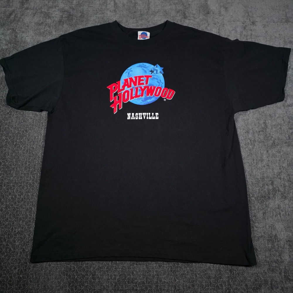 Vintage 1999 Planet Hollywood Nashville T Shirt Mens XL Black Tee Jays USA Made